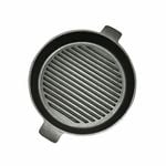 SOGA 26cm Round Ribbed Cast Iron Sizzle Platter with Handle
