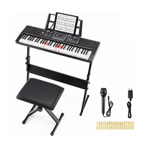 Costway 61 Keys Electric Keyboard Piano Kit Portable Digital Piano-Black
