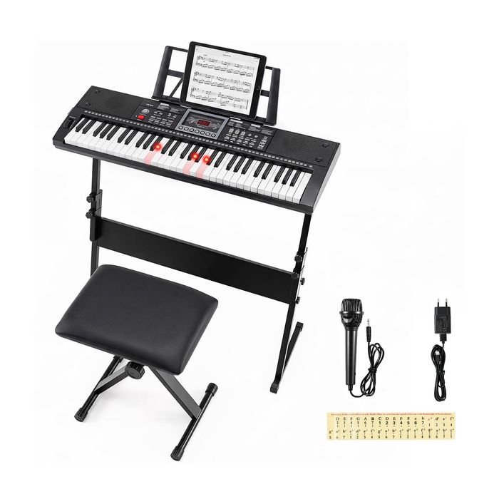 Costway 61 Keys Electric Keyboard Piano Kit Portable Digital Piano-Black
