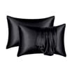 Catzon 2 Pcs Satin Pillowcases with Envelope Closure for Hair and Skin 51X66cm-Black