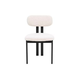 Eloise  Dining Chair in Cream Boucle and Black Metal Powdercoated Legs
