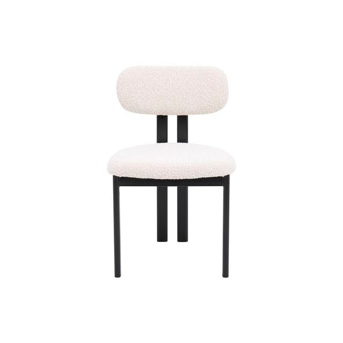 Eloise  Dining Chair in Cream Boucle and Black Metal Powdercoated Legs