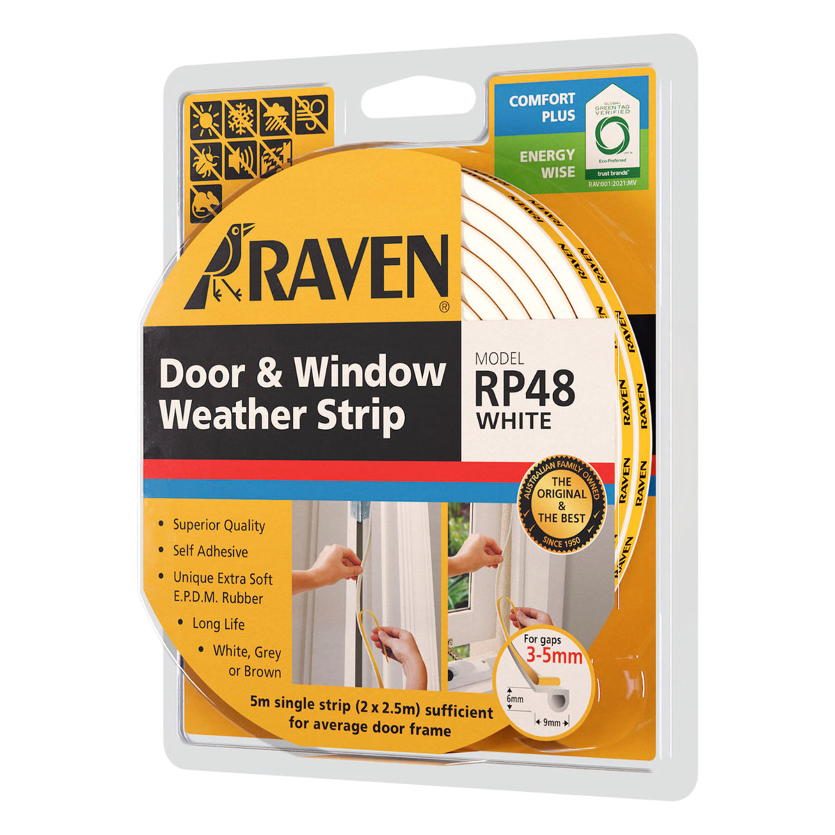 Raven 5000mm White RP48 Self Adhesive Weather Strip - 5000mm White ...