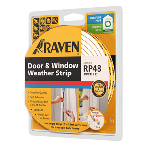 Raven 5000mm White RP48 Self Adhesive Weather Strip - 5000mm White