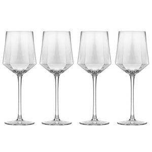 4PK Tempa Jaxon Clear Geometric Wine Drinking Glasses 24cm