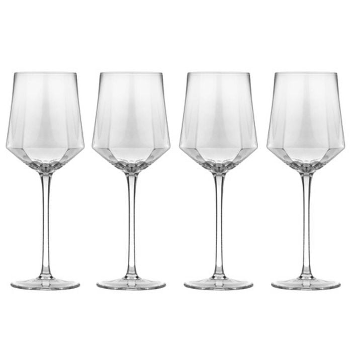 4PK Tempa Jaxon Clear Geometric Wine Drinking Glasses 24cm