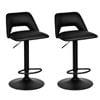 Ufurniture 2 x Bar Stools Gas Lift Swivel Kitchen Chairs Adjustable Height PU counter stools Dining Seat Black
