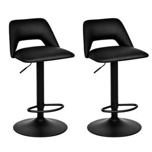 Ufurniture 2 x Bar Stools Gas Lift Swivel Kitchen Chairs Adjustable Height PU counter stools Dining Seat Black