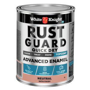 White Knight Rust Guard 1L Neutral Satin Quick Dry Advanced Enamel Paint