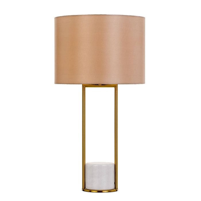 Telbix Desire Modern Table Desk Lamp Light Marble Metal Fabric White Antique Gold Cream