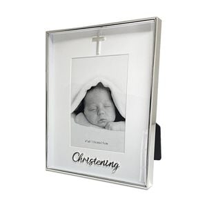 Gibson Gifts Boxed Christening Picture Photo Frame 4x6 White Silver