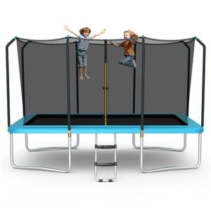 Costway 14 X 8ft Kids Outdoor Trampoline Jumping Rebounder Max. 200kg Blue