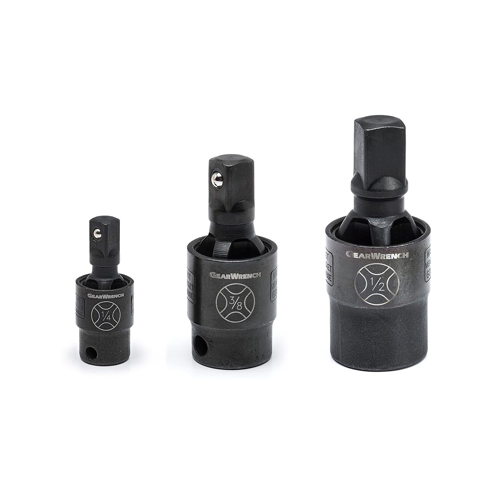 GEARWRENCH 3 Piece 1/4" 3/8" And 1/2" Drive X-Core Pinless Impact Universal Joint Set