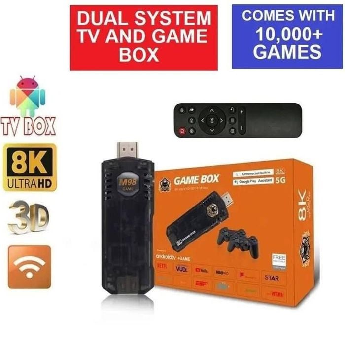 Tavice 8k Android Tv Box With Game Stick + 2 Wireless Controllers | 10000+ Retro Game Console Dual Wifi 2.4g/5g