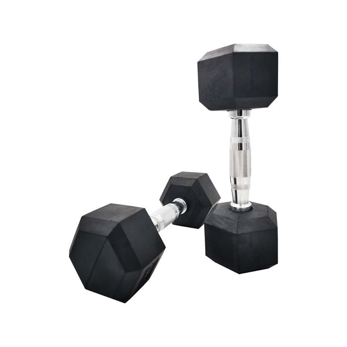 52.5kg Rubber Hex Dumbbells - Pair