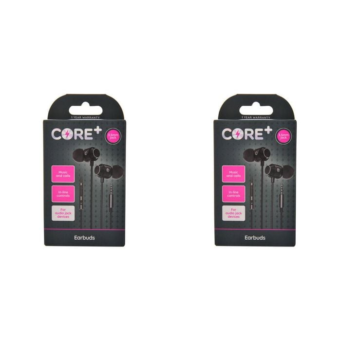 2PK Core 3.5mm Earphones/Earbuds In-Ear Wired w/ Mic 1.2m - Black
