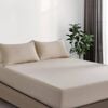 CleverPolly Vintage Washed Microfibre Fitted Sheet Set with Matching Pillowcases (Linen, King)