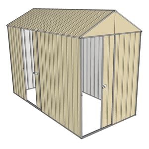 Build-a-Shed 1.5 x 3.0 x 2.3m Front Gable Dual Single Sliding Door Narrow Shed - Cream
