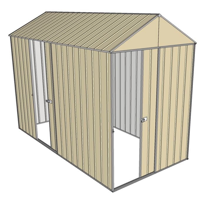 Build-a-Shed 1.5 x 3.0 x 2.3m Front Gable Dual Single Sliding Door Narrow Shed - Cream