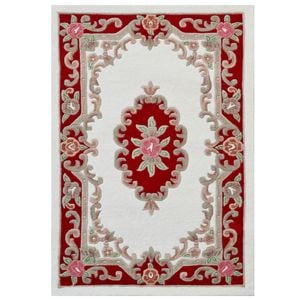 Traditional Handmade Wool Rug-Avolon-Ivory/Red-150X240cm