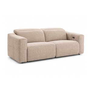 3 Seater Fabric Power Recliner Sofa with Power Headrest in Chocolate Color