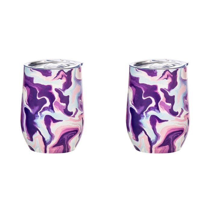 2PK Porta Summer Swirl Double Walled 350ml Stainless Steel Wine Tumbler - Purple