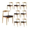 Henrik 8pc Set Dining Chair Replica Hans Wegner Elbow Solid Ash Timber Natural