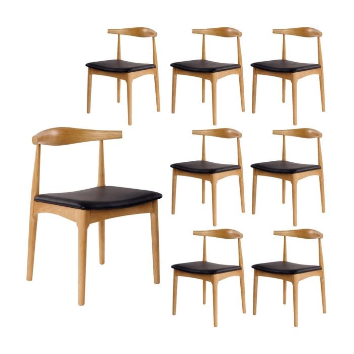 Henrik 8pc Set Dining Chair Replica Hans Wegner Elbow Solid Ash Timber Natural