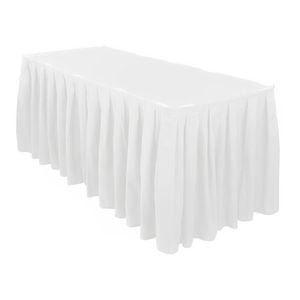 Just Party Linen White Table Skirt Box Pleat Polyester  (3m)
