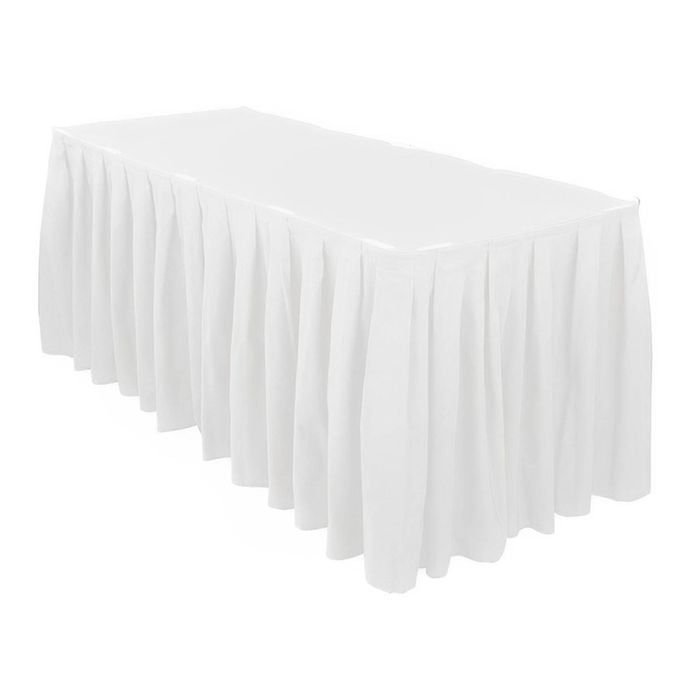 Just Party Linen White Table Skirt Box Pleat Polyester  (3m)
