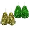 Green & Yellow Metallic Cheerleading Pom Poms – 2-Pack 1 Green Pair & 1 Yellow Pair Australia Day