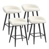 Oikiture Bar Stools Boucle White X4