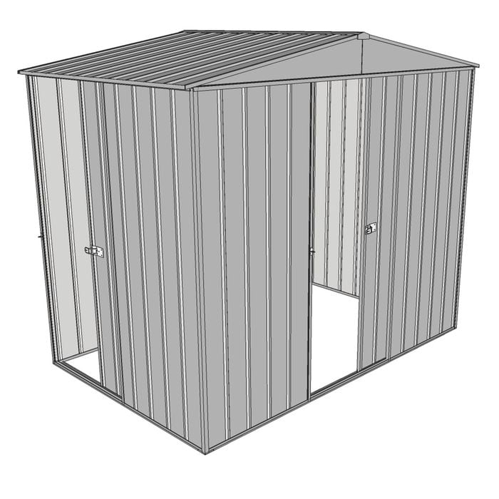 Build-a-Shed 2.3 x 1.5 x 2.3m Front Gable Two Single Sliding Door Narrow Shed - Zinc