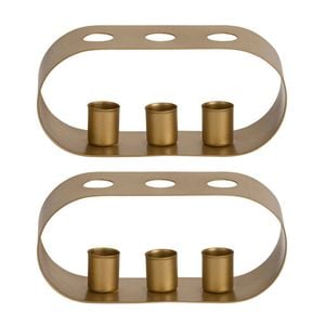2PK Annabel Trends Trio Taper Candle Holder Storage Tabletop Decor 18cm Gold