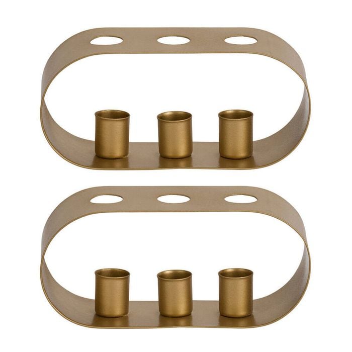 2PK Annabel Trends Trio Taper Candle Holder Storage Tabletop Decor 18cm Gold