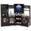Costway Kitchen Playset Play Kitchen W/refrigerator Doodle Board Brown