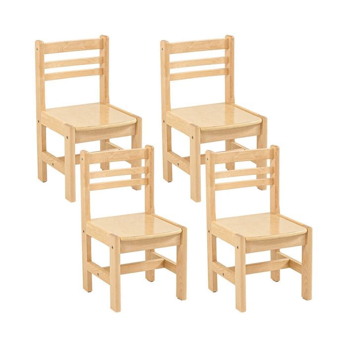 Jooyes Kids Birch Toddler Chair - H28cm 4 Pack - Oak | 30cm | Kids Chair