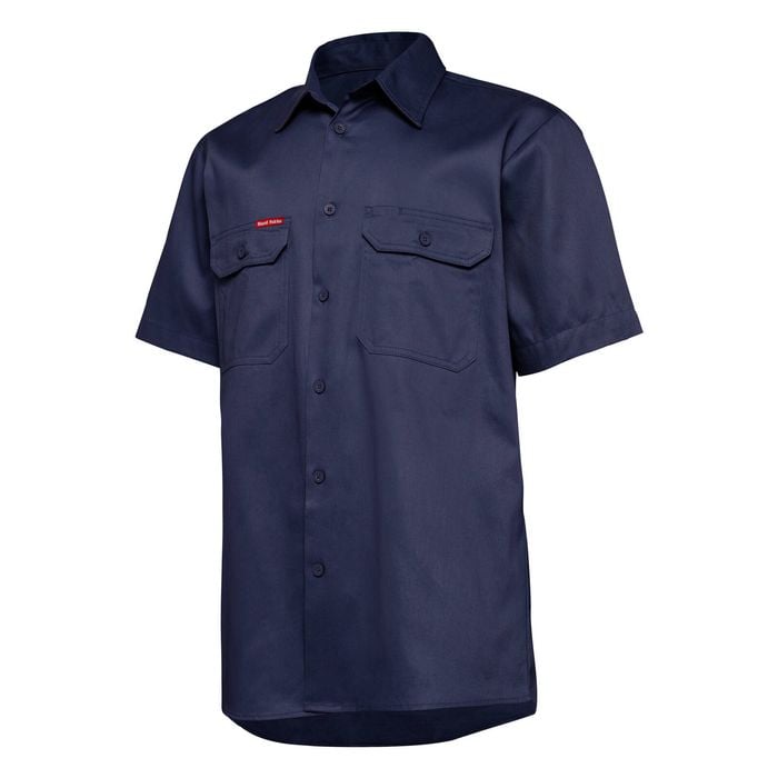Hard Yakka Navy Core Vented Short Sleeve Cotton Shirt - Size 3XL