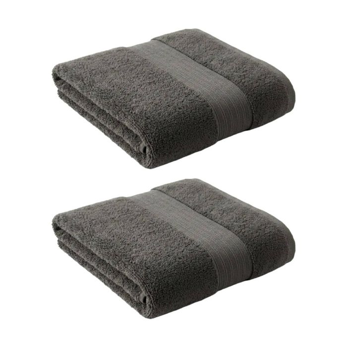 2PK Christy Sovereign Combed Cotton Bath Towel 650GSM Plush Soft Graphite King