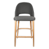 Durafurn 750mm High Anthracite Fabric Semifreddo Bar Stool with Natural Beech Wood Legs