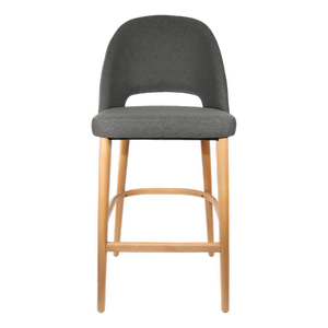 Durafurn 750mm High Anthracite Fabric Semifreddo Bar Stool with Natural Beech Wood Legs