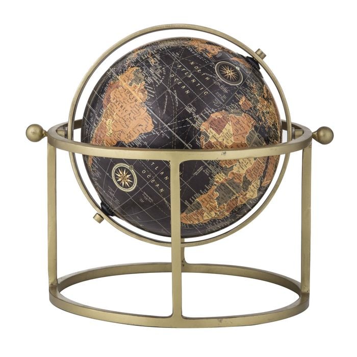 Amalfi Around The World Globe Black & Gold 28x28x28cm