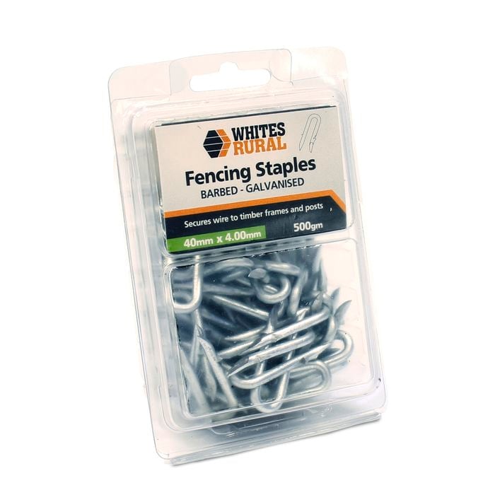 Whites 40 x 4.0mm Fencing Accessory Rural Barbed Staples - 500g Pack