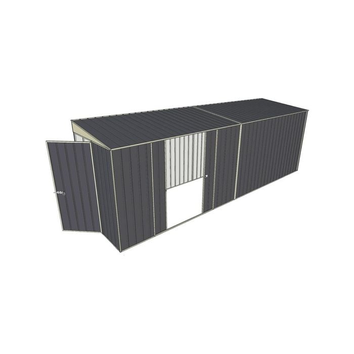 Build-a-Shed 1.5 x 6 x 2m Sliding Door Tunnel Shed with Double Sliding Side Doors - Grey