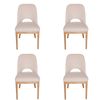 SK Designer Living | Pack of 4 | Maribel Upholstered Boucle Dining Chair | Natural Legs - Beige Bouclé