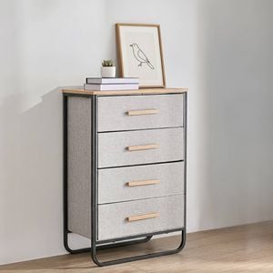 Sherwood Selene 4 Chest Of Drawer Fabric Dresser 60x35x92cm - Grey