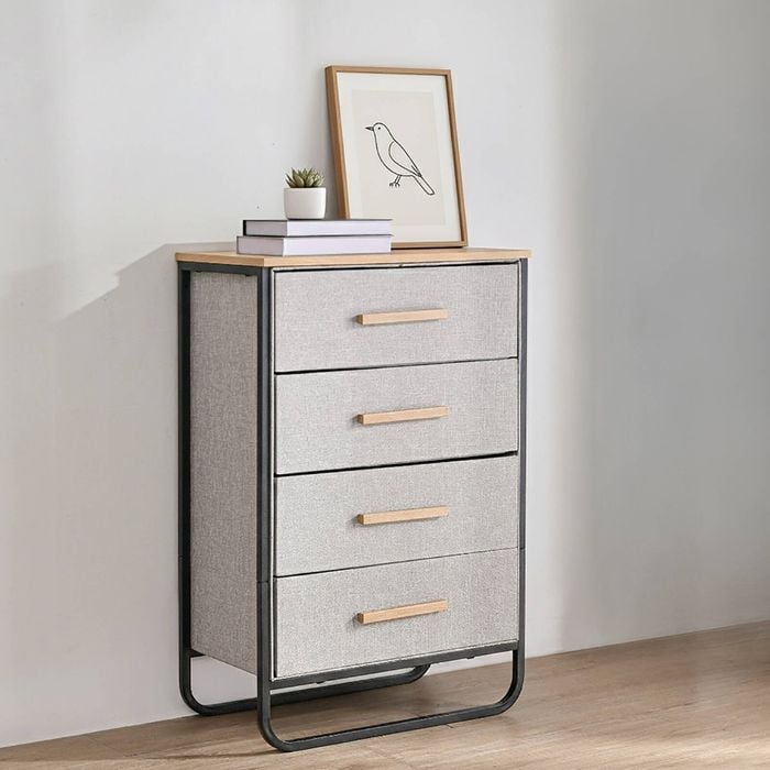 Sherwood Selene 4 Chest Of Drawer Fabric Dresser 60x35x92cm - Grey