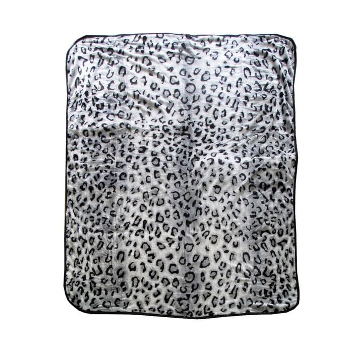 Bloomington 375gsm 1 Ply Animal Print Faux Mink Blanket Queen 200x240 cm Snow Leopard