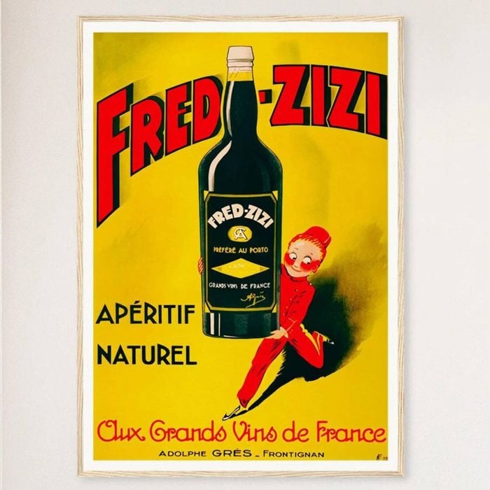 Galrie Fred Zizi Vintage Art Deco Apertif Poster (1932) Timeless Elegance Home Décor, Wood Frame, A0 84 x 119cm (33 x 47inch)