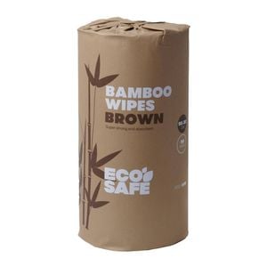 Ecosafe Bamboo Wipes Heavy Duty Brown 500mm X 300mm 45m 90 Wipes Roll Cleaning Supplies